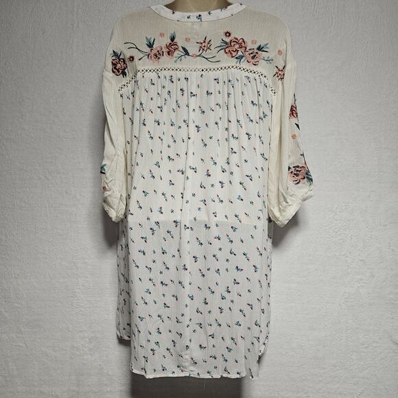 Umgee women’s SZ L Boho Peasant Tunic Top Cottagecore Fairy Bloomcore Embroidery - Picture 6 of 9
